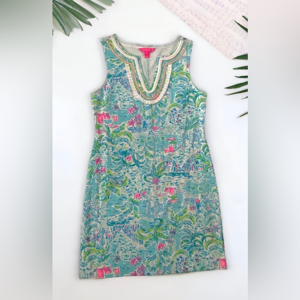 Lilly Pulitzer Harper Shift Dress What a Lovely Place stretch Sleeveless M